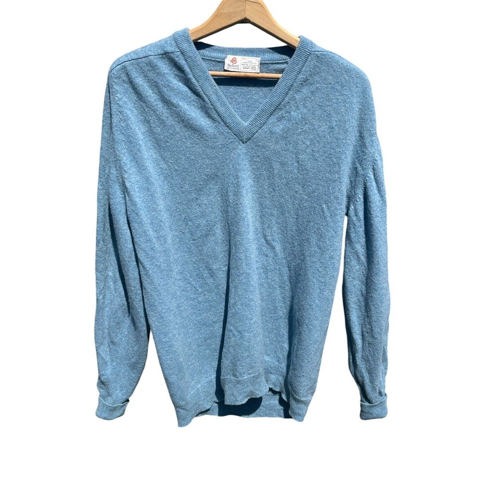 Vintage Byford England Pure New 100% Lambswool Long Sleeve V-Neck Sweater 42” L